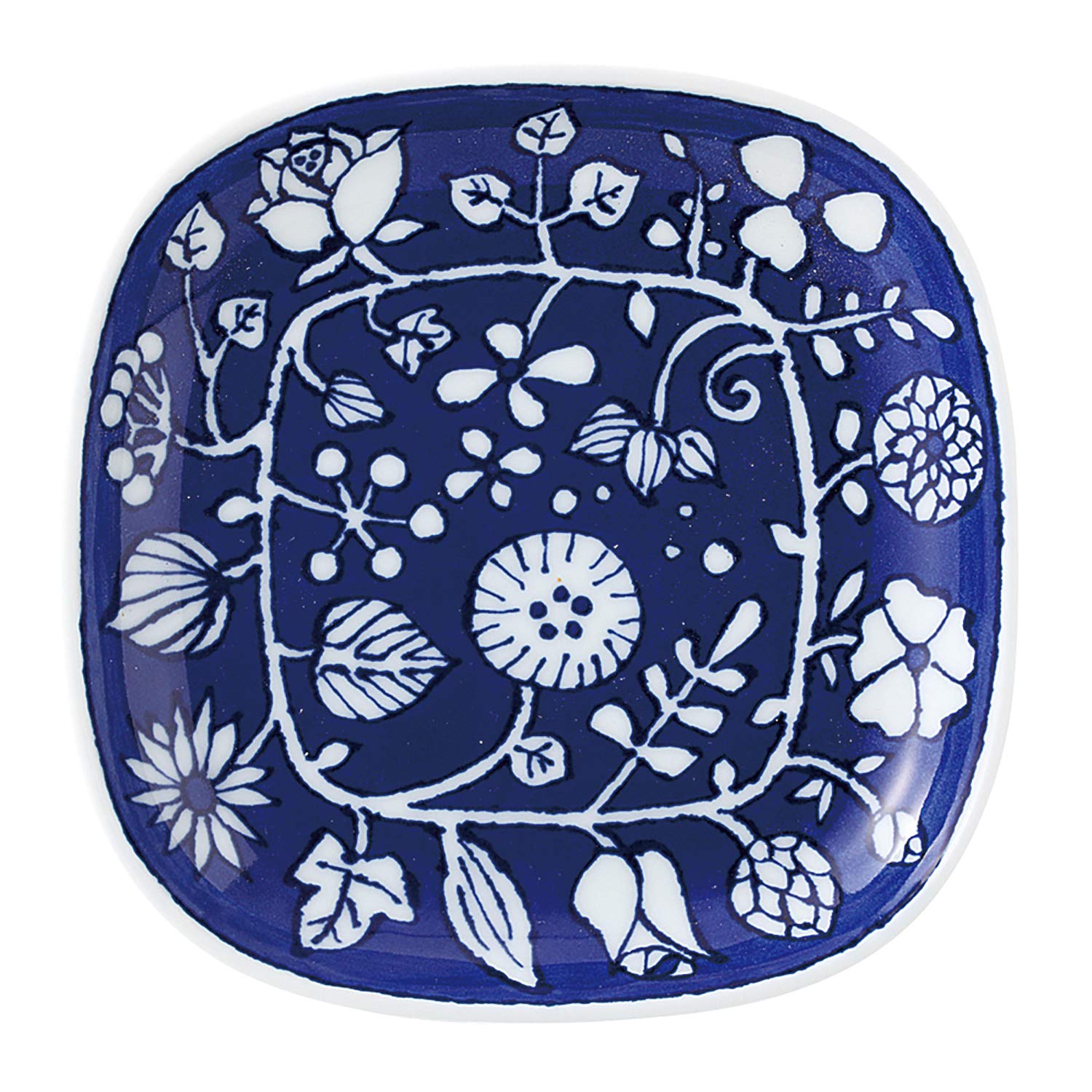 Amazon.co.jp: 浜陶(Hamato) 角取皿 ブルー 花柄 15cm 磁器 : ホーム